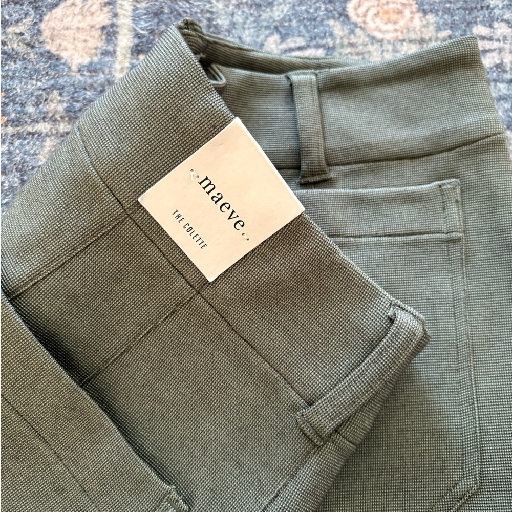 NWT Anthropologie Maeve The Colette Knit Crop Wide-Leg Green Trousers Sz 32 Tall - Picture 7 of 8